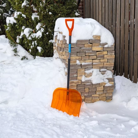 Лопата для уборки снега поликарбонат Сибртех, 465х410х1390 мм, стальной черенок, усиленная 61655 купить в Сургуте