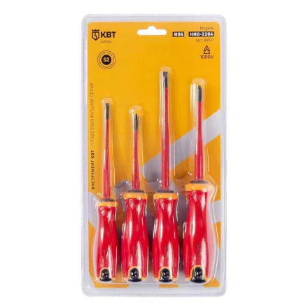 Набор диэлектрических отверток КВТ SLIM VDE НИО-2204 сталь S2, профиль SL, PH, 4 шт. (88931) купить в Сургуте