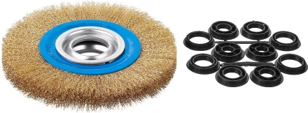 ЗУБР &quot;ПРОФЕССИОНАЛ&quot;. Щетка дисковая для точильно-шлифовального станка, витая стальная латунирован проволока 0,3мм, 150х32мм 35186-150_z01 купить в Сургуте