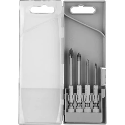 Набор ЗУБР &quot;ПРОФЕССИОНАЛ&quot;: Сверла по кафелю, керамике, с четырьмя режущими лезвиями 3, 4, 6, 8 мм, 4 шт 29845-H4_z01 купить в Сургуте