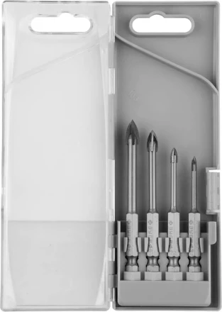 Набор ЗУБР &quot;ПРОФЕССИОНАЛ&quot;: Сверла по кафелю, керамике, с четырьмя режущими лезвиями 3, 4, 6, 8 мм, 4 шт 29845-H4_z01 купить в Сургуте