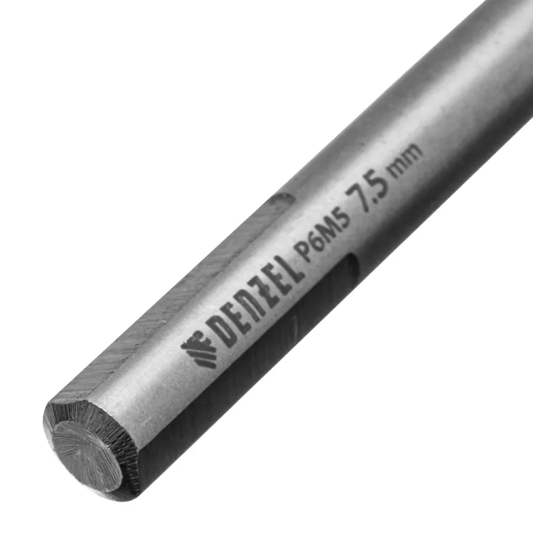 Сверло спиральное по металлу Denzel 7,5 x 109мм, Р6М5, Golden Tip, многогранная заточка, 718281 купить в Сургуте