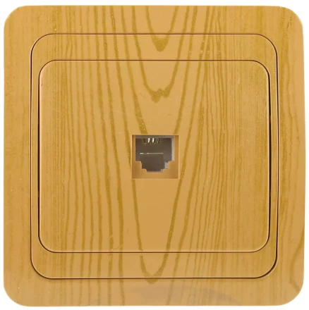 Розетка СВЕТОЗАР &quot;ГАММА&quot; телефонная, одинарная, цвет ольха SV-54117-A купить в Сургуте