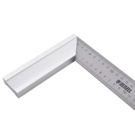 Угольник стальной 250 мм, нержавеющая сталь, градуировка, алюминиевое основание Denzel 32396 купить в Сургуте