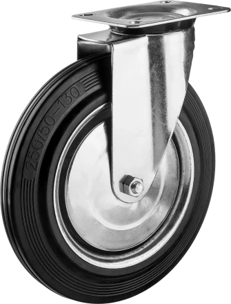 Колеса поворотные из литой резины с металлическим диском серия ПРОФЕССИОНАЛ купить в Сургуте