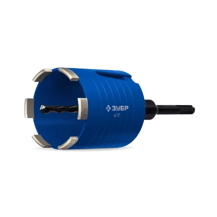 ЗУБР АСК d 72 мм (М16, рабочая глубина 75 мм, лазерная сварка), алмазная сегментная коронка для подрозетников, Профессионал (29875-72) купить в Сургуте