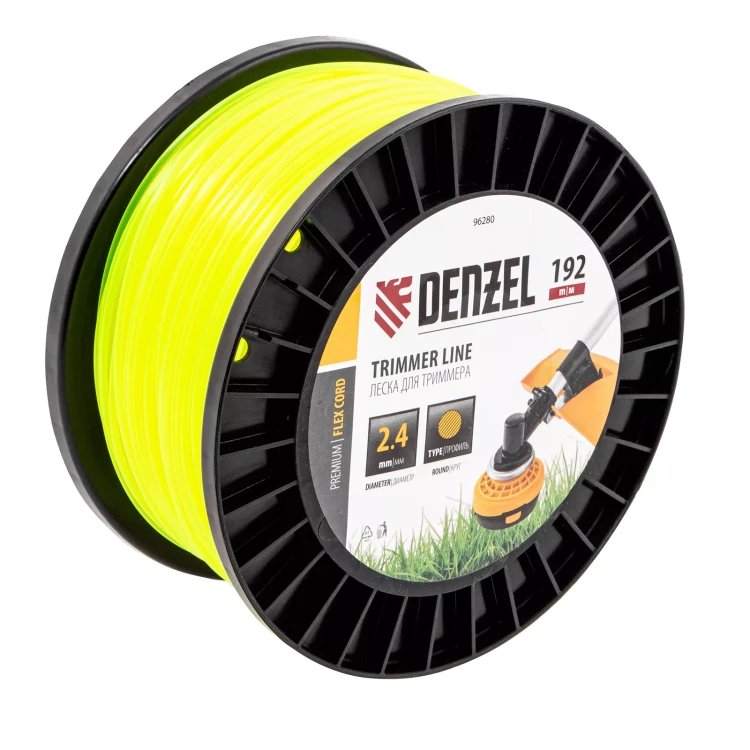 Леска для триммера круглая Denzel, 2,4мм х 192м, на DIN катушке FLEX CORD, 96280 купить в Сургуте
