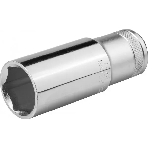 Торцовая головка KRAFTOOL "INDUSTRIE QUALITAT", удлиненная, Cr-V, FLANK, хромосатинированная, 1/2", 22 мм 27807-22_z01 купить в Сургуте