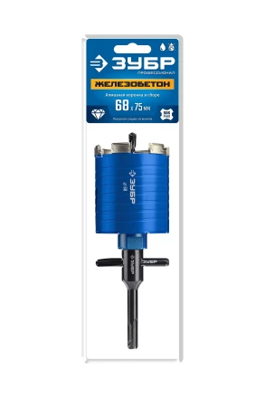ЗУБР АСК d 68 мм (М16, рабочая глубина 75 мм, лазерная сварка), алмазная сегментная коронка для подрозетников, Профессионал (29875-68) купить в Сургуте