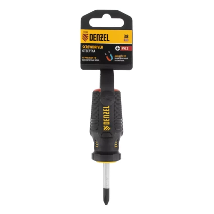 Отвертка PH2х38 мм, CrV, трехкомпонентная рукоятка Denzel 12186 купить в Сургуте