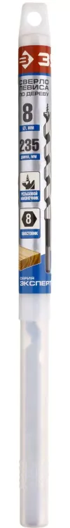 ЗУБР. Сверло по дереву, спираль Левиса, HEX хвостовик, 8х235мм 2948-235-08_z01 купить в Сургуте