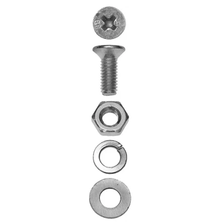 Винт ЗУБР (DIN7985) в комплекте с гайкой (DIN934), шайбой (DIN125), шайбой пруж. (DIN127),  M5x25мм, ТФ6, 14шт. 4-303476-05-025 купить в Сургуте