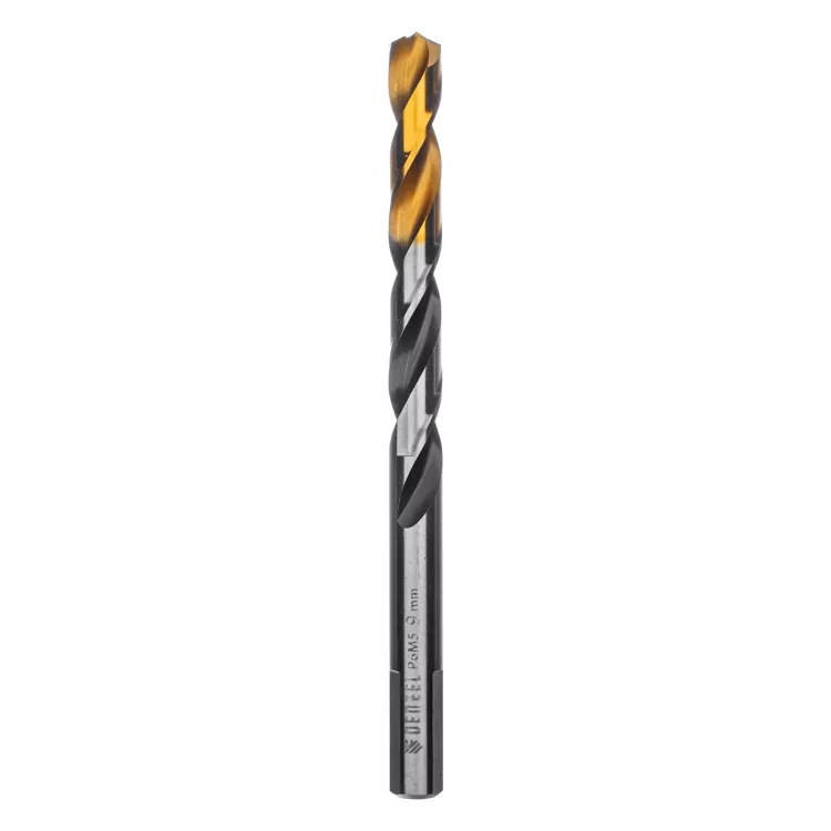 Сверло спиральное по металлу Denzel 9 x 125мм, Р6М5, Golden Tip, многогранная заточка, 718284 купить в Сургуте