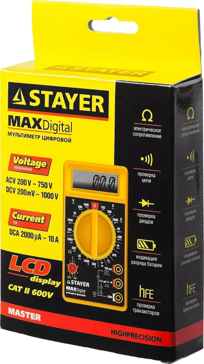 Мультиметр STAYER "MASTER" MAXDigital цифровой 45306 купить в Сургуте
