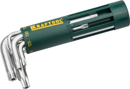 Набор KRAFTOOL: Ключи имбусовые короткие, Cr-Mo сталь, держатель-рукоятка, TORX Hole, T10-T50, 8 пред 27433-1_z01 купить в Сургуте