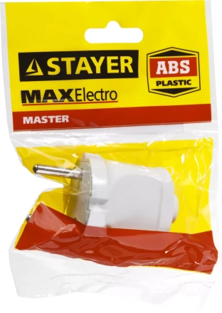 Вилка MAXElectro электрическая, 6А/220В, белая, STAYER 55150-W купить в Сургуте