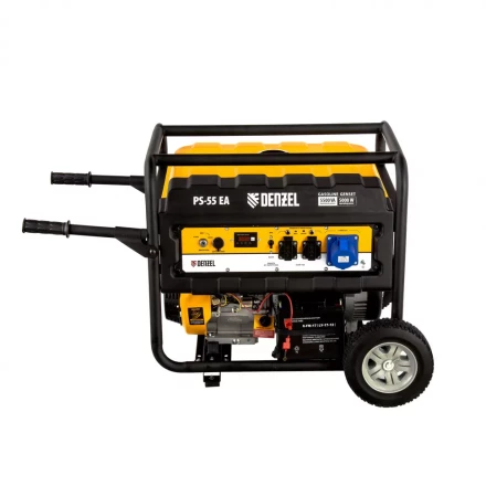 Генератор бензиновый PS 55 EA, 5.5 кВт, 230 В, 25 л, коннектор автоматики 5 PIN, электростартер Denzel 9468743 купить в Сургуте