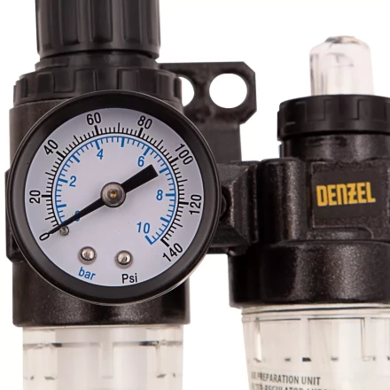 Блок подготовки воздуха регулятор-фильтр-лубрикатор FLR1500, 10 бар, 1500 л/мин, 1/4&quot; Denzel 57469 купить в Сургуте