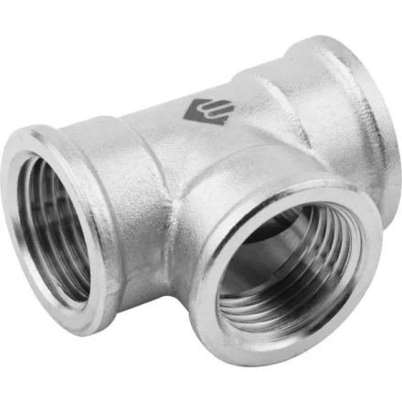 Тройник ЗУБР &quot;ЭКСПЕРТ&quot;, никелированная латунь, г/г/г, 1/2&quot; 51252-1/2 купить в Сургуте