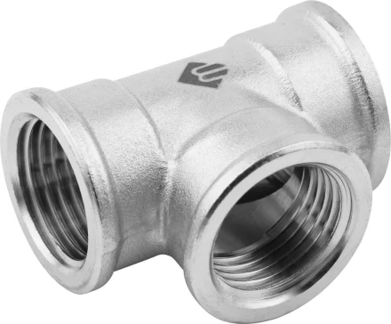 Тройник ЗУБР &quot;ЭКСПЕРТ&quot;, никелированная латунь, г/г/г, 1/2&quot; 51252-1/2 купить в Сургуте