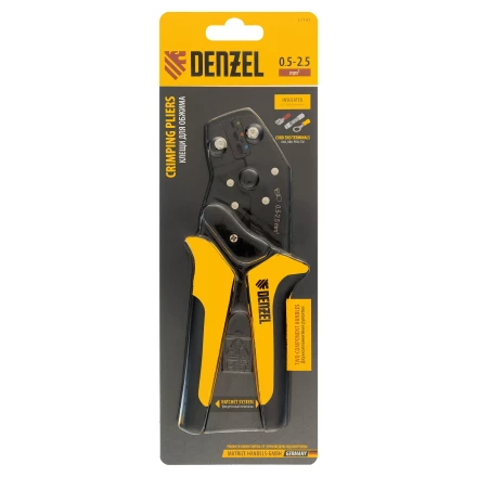 Клещи для обжима Denzel 17747 изолир. наконечников НКИ и НВИ, разъемов РПИ, гильз ГСИ, 0,5 - 2,5 мм2 купить в Сургуте