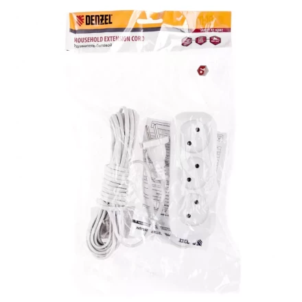 Удлинитель бытовой без заземления 7 м 3 розетки 6 А серия УХ6 Denzel 95928 купить в Сургуте