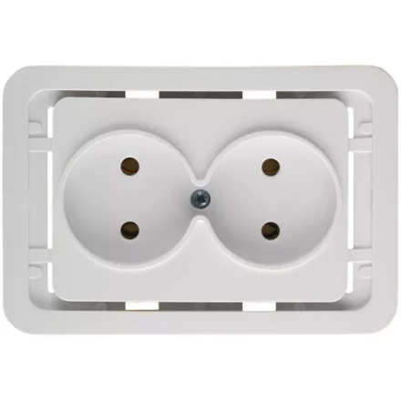 Розетка СВЕТОЗАР &quot;ГАММА&quot; двойная, цвет белый, 16А/~250В SV-54102-W купить в Сургуте