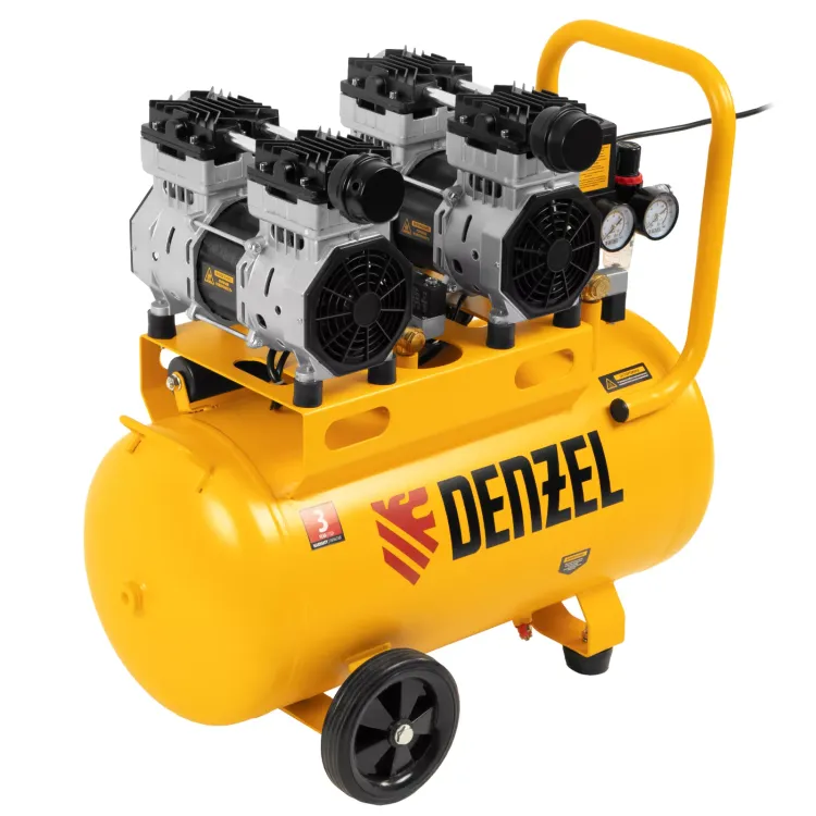 Компрессор безмасляный, малошумный Denzel DLS 1500/50, 1500 ВТ, 2x750, 50 л, 260 л/мин купить в Сургуте