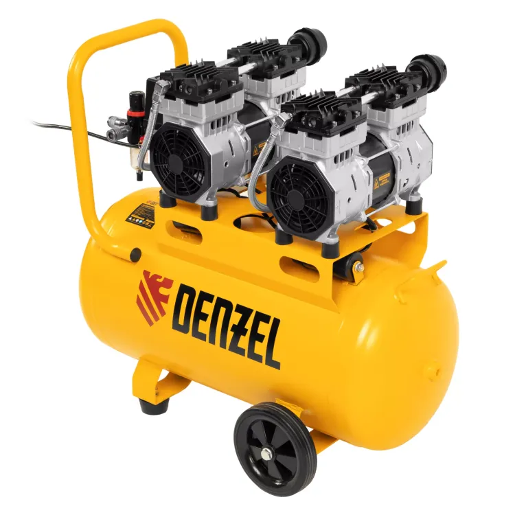 Компрессор безмасляный, малошумный Denzel DLS 1500/50, 1500 ВТ, 2x750, 50 л, 260 л/мин купить в Сургуте