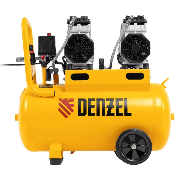 Компрессор безмасляный, малошумный Denzel DLS 1500/50, 1500 ВТ, 2x750, 50 л, 260 л/мин купить в Сургуте