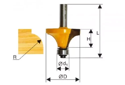 Фреза кром. калевочная ф22,3х13мм R4,8мм хв. 8м Энкор 46233 купить в Сургуте