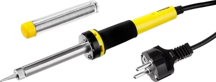 Паяльник PROTerm с двухкомпонентной рукояткой, в комплекте с припоем и подставкой, жало - конус, STAYER Professional 55300-40, 40 Вт 55300-40 купить в Сургуте