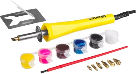 Прибор STAYER &quot;MASTER&quot; для выжигания с набором насадок 7шт и красками 45220 купить в Сургуте