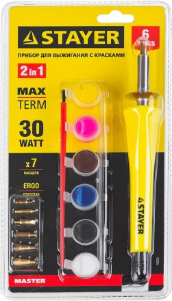 Прибор STAYER &quot;MASTER&quot; для выжигания с набором насадок 7шт и красками 45220 купить в Сургуте