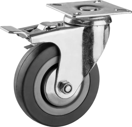 Колеса поворотные с тормозом из литой резины с полипропиленовым диском серия МАСТЕР купить в Сургуте