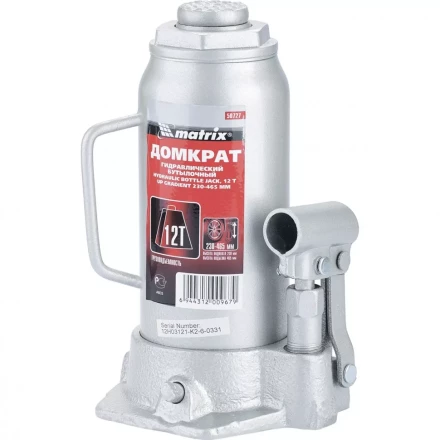 Домкрат гидравлический бутылочный 12 т h подъема 230–465 мм MATRIX MASTER 50727 купить в Сургуте