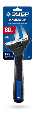 ЗУБР СлимФит, 300 / 60 мм, разводной ключ, ПРОФЕССИОНАЛ (27245-30) купить в Сургуте