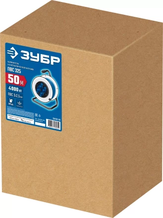 ЗУБР ПВС-325, ПВС, 3 x 2.5 мм2, 50 м, 4000 Вт, IP44, силовой удлинитель на стальной катушке, Профессионал (55102-50) купить в Сургуте