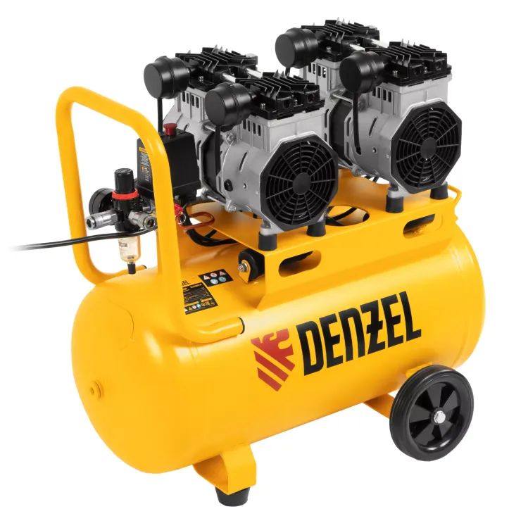 Компрессор безмасляный, малошумный Denzel DLS 2200/50, 2200 Вт, 2x1100, 50 л, 380 л/мин купить в Сургуте