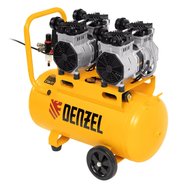 Компрессор безмасляный, малошумный Denzel DLS 2200/50, 2200 Вт, 2x1100, 50 л, 380 л/мин купить в Сургуте