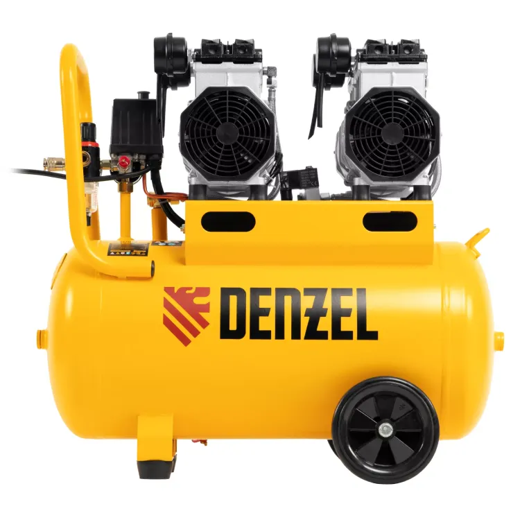 Компрессор безмасляный, малошумный Denzel DLS 2200/50, 2200 Вт, 2x1100, 50 л, 380 л/мин купить в Сургуте
