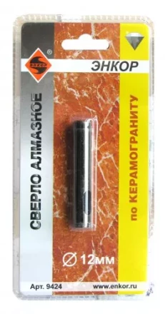 Сверло алмазное по керамограниту ф 12 мм мокр. рез Энкор 9424 купить в Сургуте