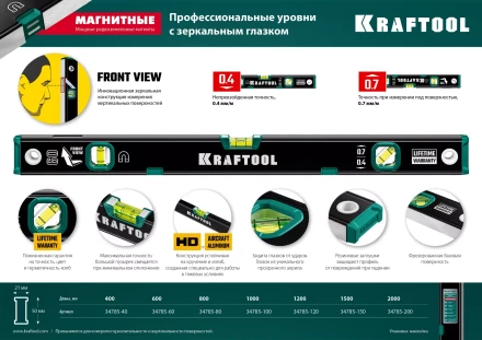 Профессиональный магнитный уровень с зеркальным глазком KRAFTOOL 34785-120 купить в Сургуте