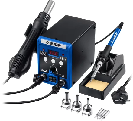 ЗУБР ПСР-650, 100 - 500°С, 650 Вт, 2 в 1, ремонтная паяльная станция, Профессионал (55427) купить в Сургуте