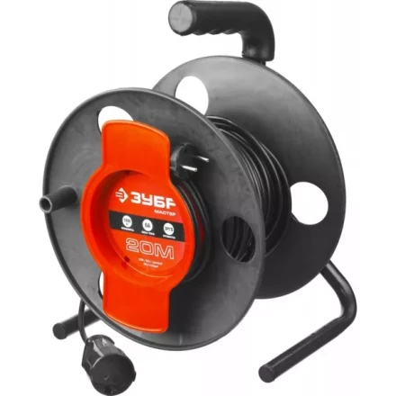 Удлинитель ЗУБР &quot;МАСТЕР&quot; на катушке, ПВС 2х0,75кв мм, 1 гнездо, макс мощн 1300Вт, 20м 55075-20 купить в Сургуте