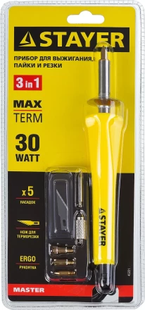 Прибор STAYER &quot;MASTER&quot; для выжигания, пайки, резки с набором насадок, 6шт 45221 купить в Сургуте