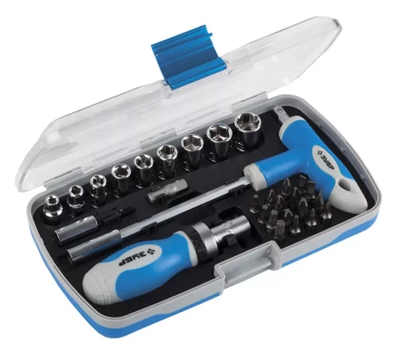 Набор ЗУБР Отвертка &quot;ЭКСПЕРТ&quot; реверс. с насадками, 2-хкомп.ручка,битодерж. с Т-образ.ручкой, в пласт. боксе, 29пред. 25285-H29 купить в Сургуте