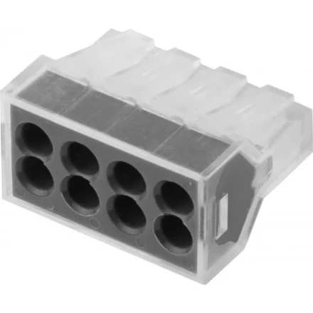 Клемма СВЕТОЗАР соединительная, 8-и проводная, 400В, 24А, 0,75-2,5мм2, 2шт 49170-8 купить в Сургуте