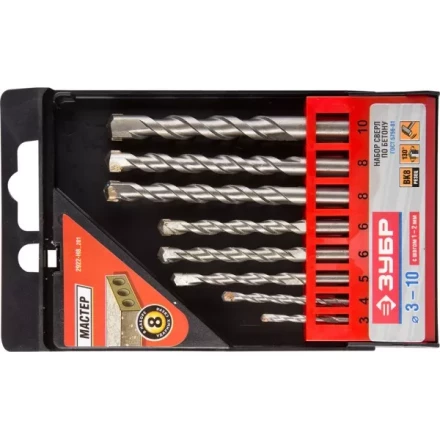 Набор ЗУБР Свёрла &quot;МАСТЕР&quot; по бетону, ударные, 3; 4; 5; 6; 6; 8; 8; 10мм, 8шт 2922-H8_z01 купить в Сургуте