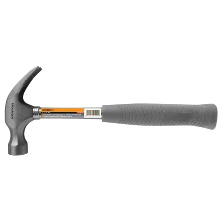 Молоток-гвоздодер с металлической обрезиненной рукояткой  0,45 кг  Кратон 2 15 01 009 купить в Сургуте